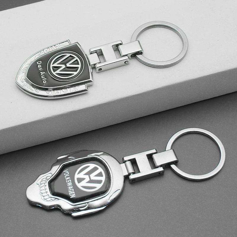 1PCS Volkswagen Keychain Key Ring & Key Case GTI Style Leather Metal Key Chain For VW Golf Polo Passat Tiguan Lavida Bora Auto Accessories Gift
