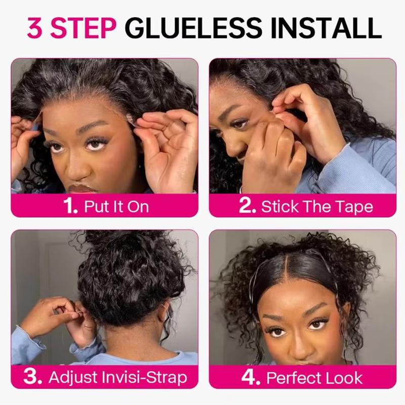 Tahikie 250% Density 360 Full Lace Invisi Strap Body Wave Wigs Human Hair Water Wave Transparent Lace Hidden Strap Frontal Black Wigs For Women TikTokShopBlackFriday