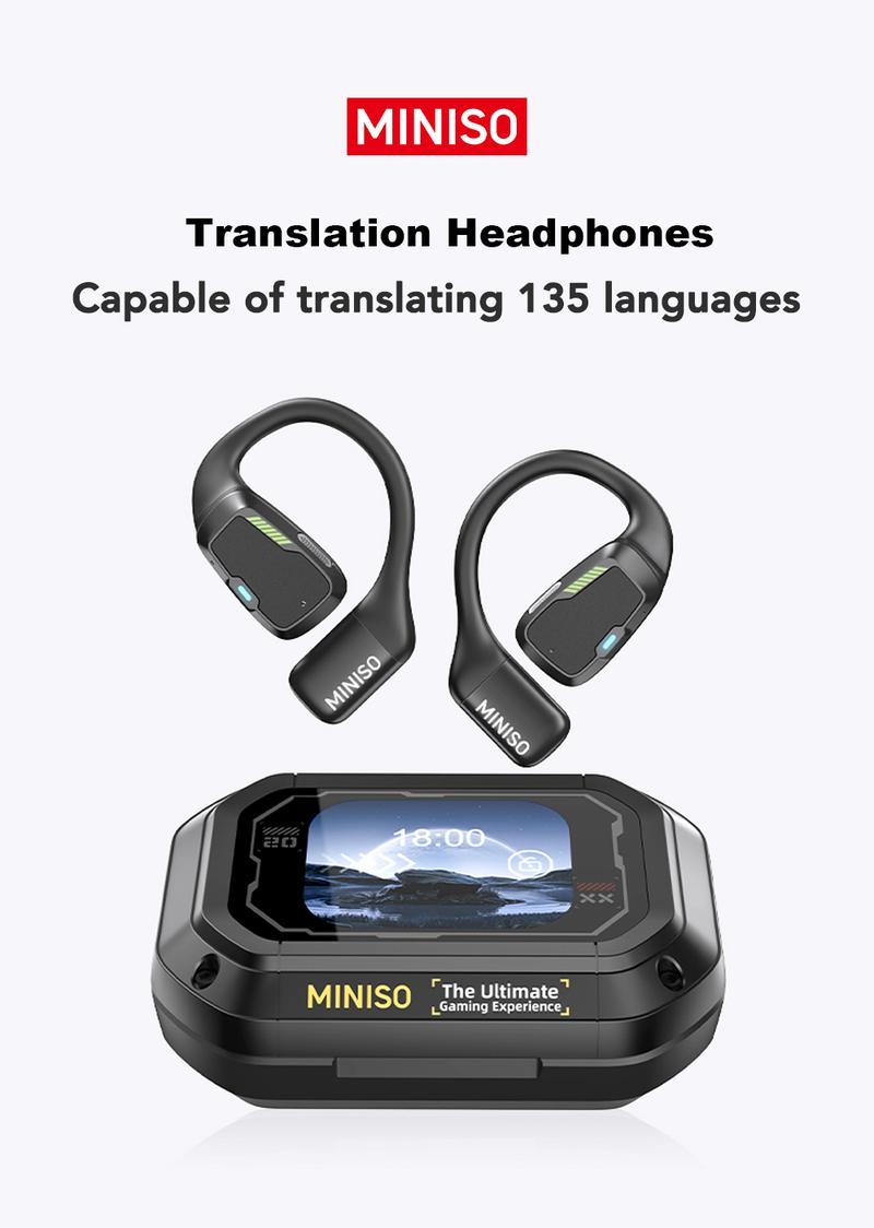 MINISO M98 Support 134 Language with Traslate APP Translator Earbuds Real-time Translation  Full Color Display Touch Translation Earbuds Real Time for iPhone and Android Headphones Translating  for Travel Business game