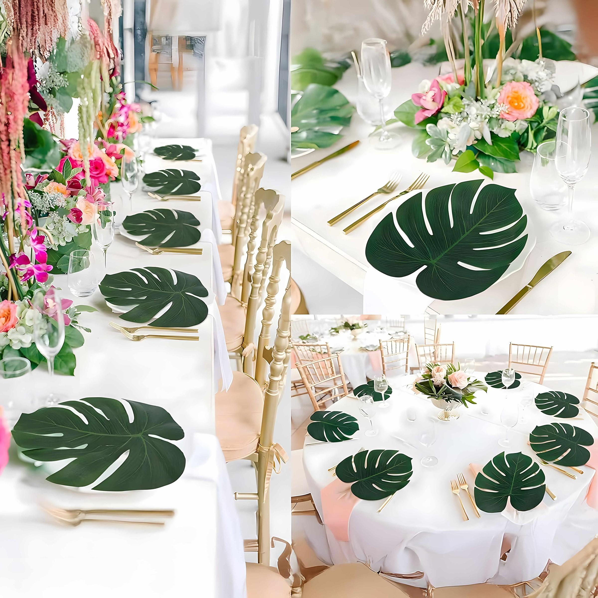 30pcs Palm Leaf Artificial Tropical Monstera Leaves, Hawaiian Party Table Decor, Wedding Birthday Theme, Plant Party Decoration, Artificial Plants, Decorative Artificial Plants, Decorative Fake Plants