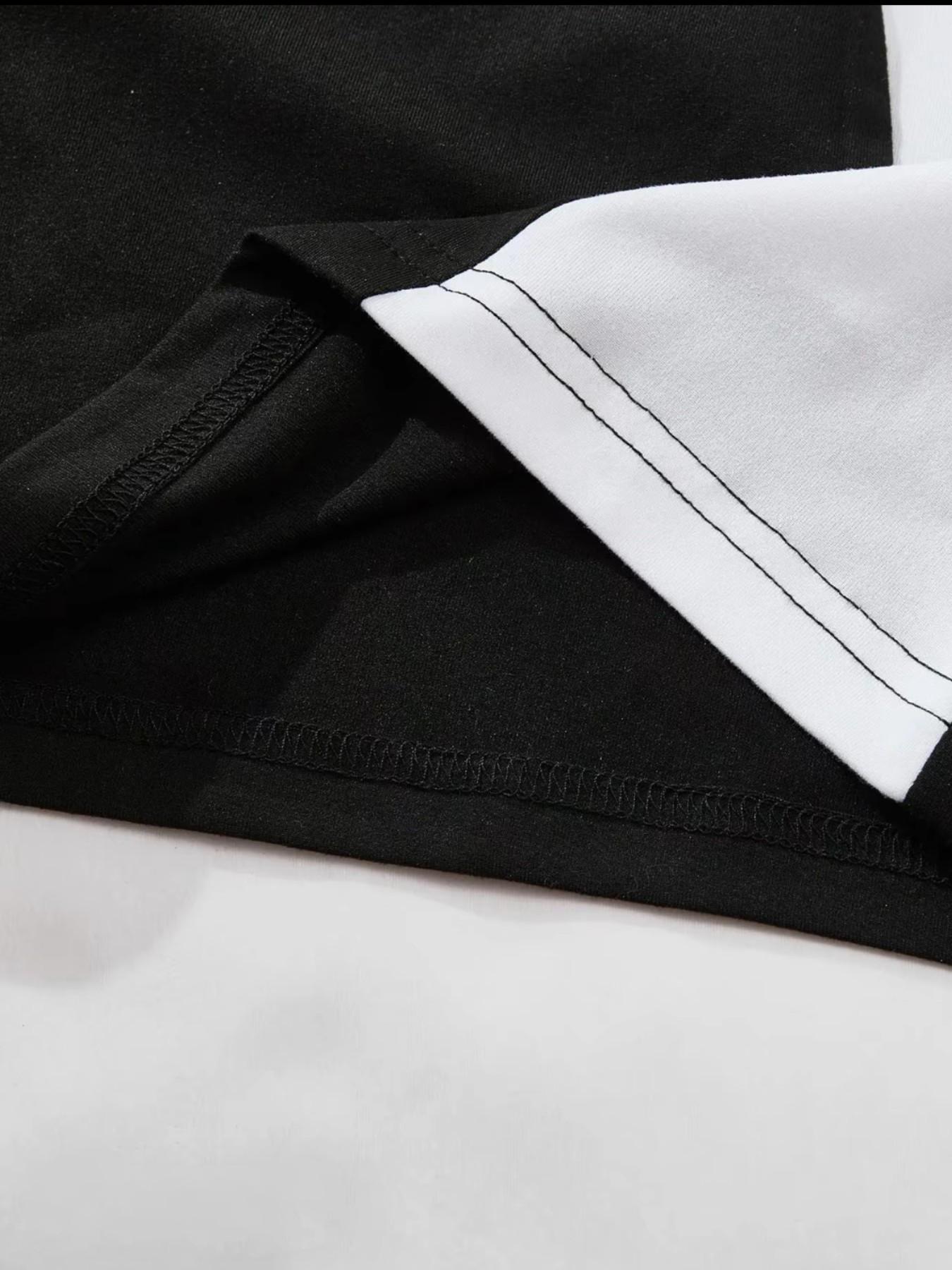 Men's Half-Zip Polo Shirt, Racing Numbers & Chicago Letters Print, Colorblock Design, Breathable Fabric, Streetwear Fashion