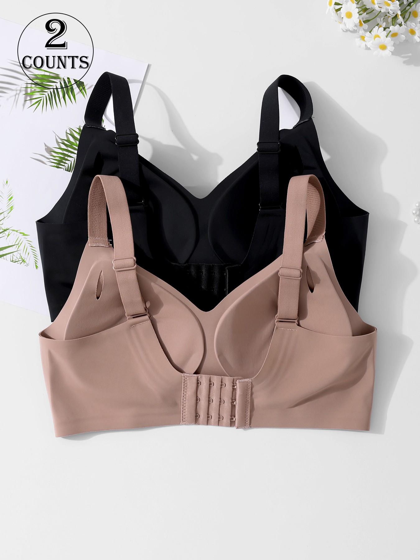 2 pack / 6 colors, high-quality women's seamless jelly bra, four rows of three hooks, push-up and lift, adjustable sports vest, suitable for daily wear, parties, yoga, comfortable, breathable and skin-friendly, women's underwire-free bra.