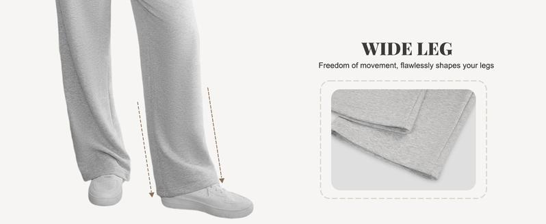 Dlooda Women's Wide Leg Sweatpants with Pockets Elastic Waisted Lounge Casual Trousers in 3+ Colors Y2K Style Loose Fit Bottoms for Daily Wear Cotton Polyester Fabric Minimalist Design - Womenswear pants women