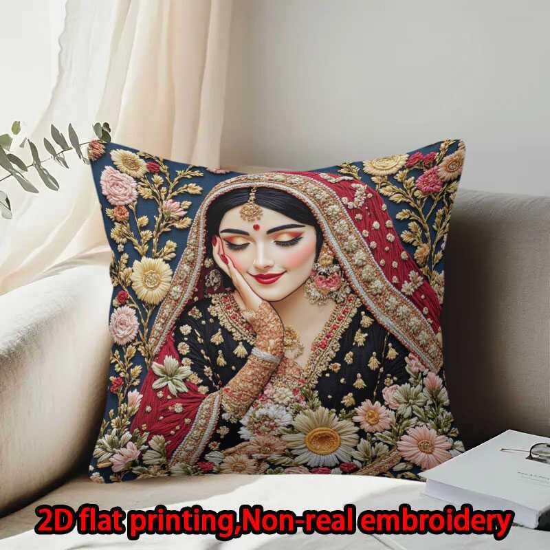 2D flat print 1pc short plush decoration single-sided pillowcase flowers shawls jewelry non-real embroidery Machine washable multi-size pillowcase suitable for bedrooms living rooms sofa(excluding pillow core)