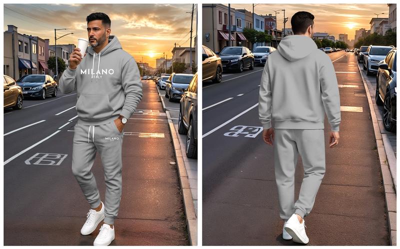 Men's Milano Printed Hoodie and Drawstring Sweatpants Set, Menswear, Casual Athletic Long Sleeve Hooded Jacket & Trousers for Fall & Winter, Men's Clothing for Daily Wear, Sportswear Indoor Outdoor, Tracksuit, Athleisure Summer Clothes Men's Milano Printed Hoodie and Drawstring Sweatpants Set, Menswear, Casual Athletic Long Sleeve Hooded Jacket & Trousers for Fall & Winter, Men's Clothing for Daily Wear, Sportswear Indoor Outdoor, Tracksuit, Athleisure Summer Clothes