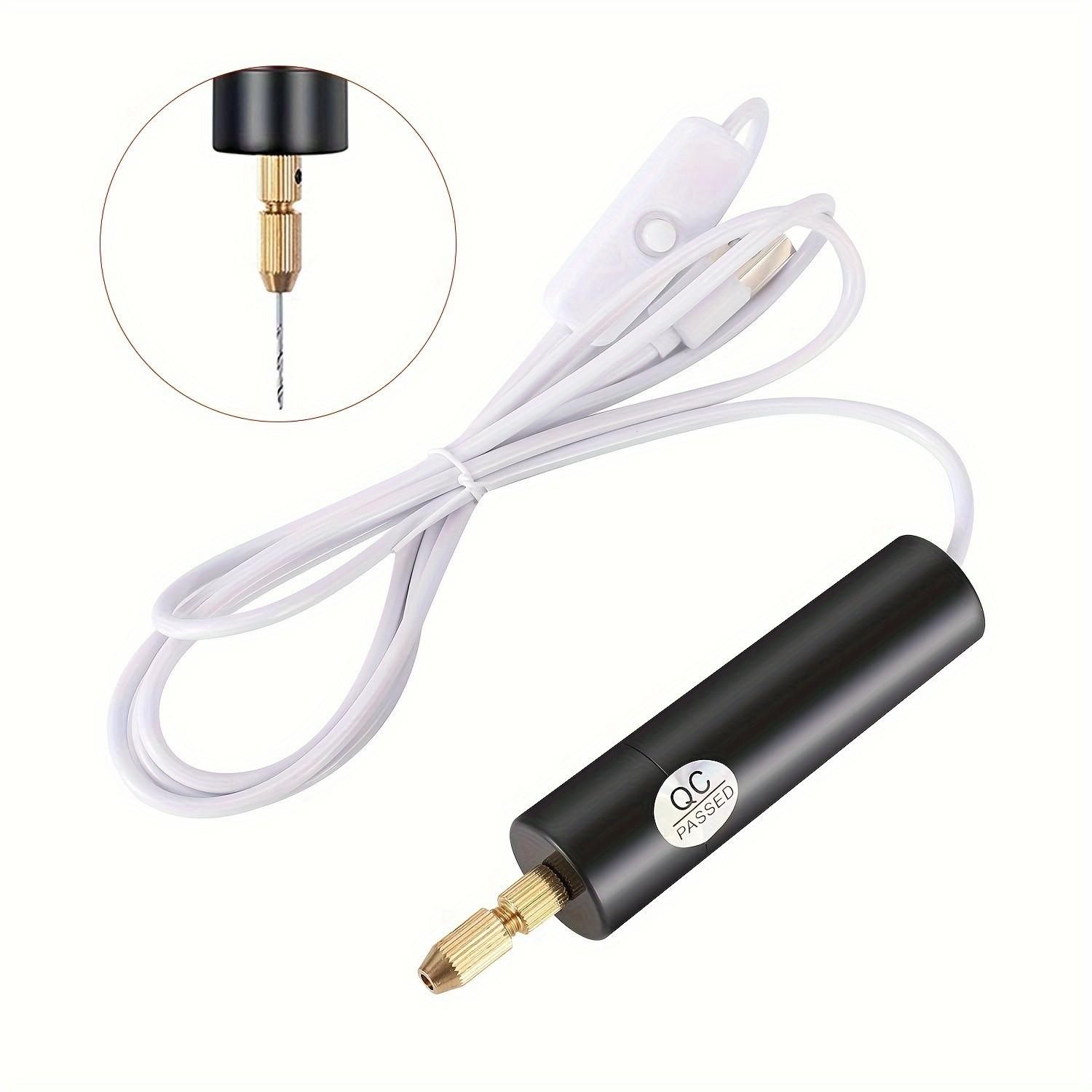 USB Mini Electric Drill Set for Resin Aluminum Rotary Tool, Multiple Drill Bits Handheld Needle Clamp Kit, Small DIY Drilling Projects Keychain Crafts ()