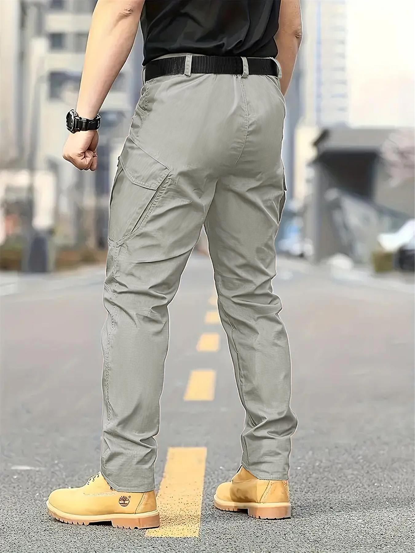 Men's Solid Color Flap Pocket Zipper Fly Cargo Pants without Belt Accessories, Casual Comfy Button Fly Trousers for Daily Wear, Men's Bottoms for All Seasons, Menswear, Plain