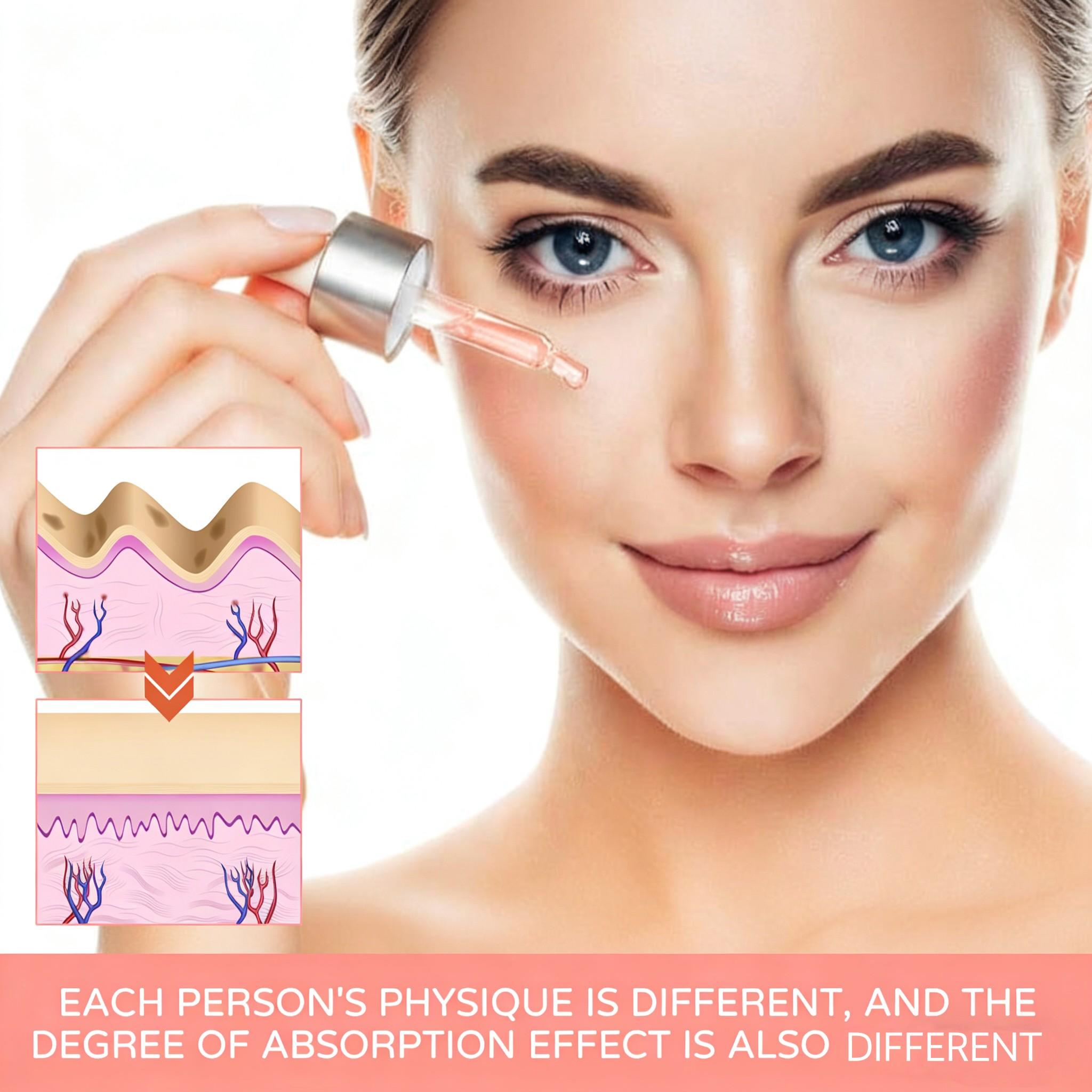 All-in-One 5-in-1 Hydrating Facial Essence, containing collagen, hyaluronic acid, niacinamide, vitamin C and E, suitable for all skin types, fragrance-free facial care.