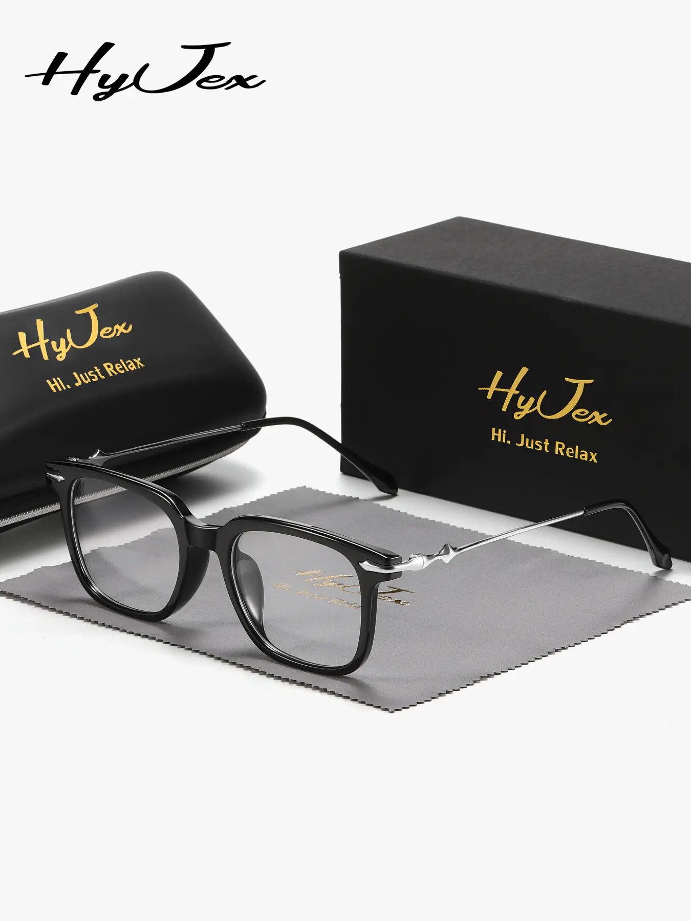 HyJex 1 Piece Unisex Literary Vibe Full Frame Plaon Glasses Natural Charm Square Frame Plaon Glasses