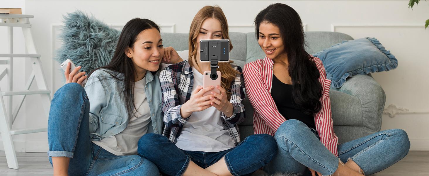 Vlog tiktok Selfie Fill Light，Led High Power Rechargeable Clip Fill Video Conference Light with Front&Back Clip, Adjusted 3 Light Modes for Phone, Laptop, for Makeup