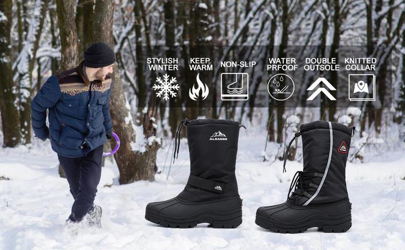 ALEADER Men's Minimalist Winter Fashion Warm Waterproof Insulated Shell Inner Comfort Outdoor Snow Boots
