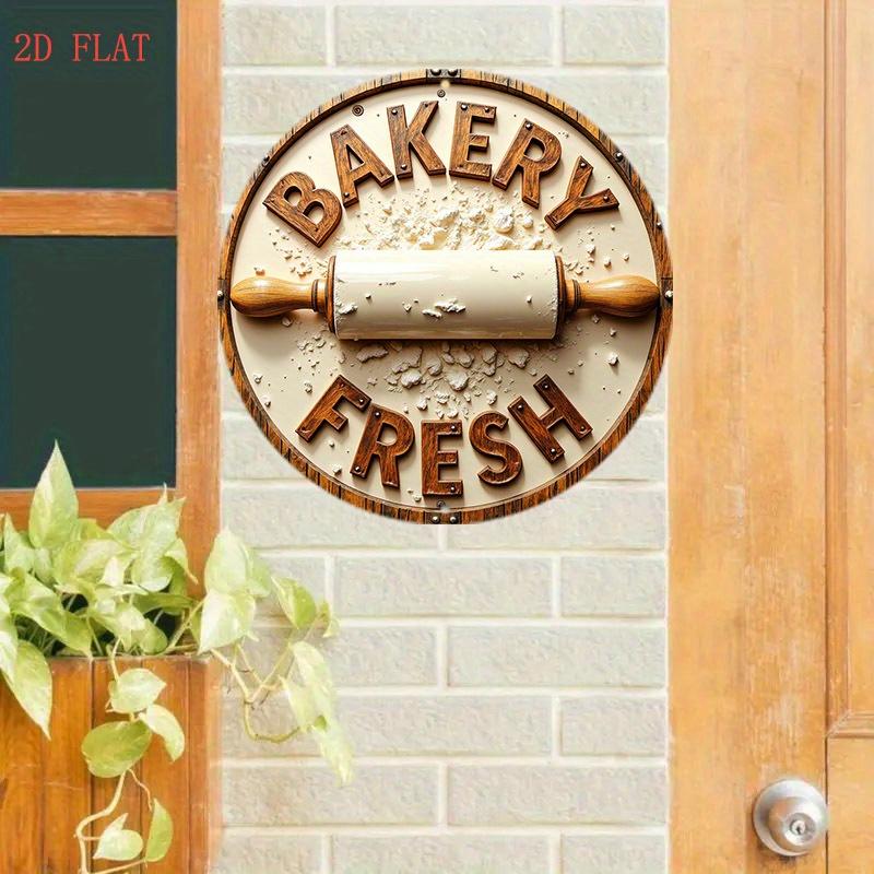 1pc 2D Plane Baking Theme Round Metal Wall Decor - Vintage Kitchen Sign with Rolling Pin and Flour Splash, BECAUSE YOU'RE WORTH IT - Suitable for Home, Coffee Shop, Farmhouse Style - Easy Hook Design - Perfect Birthday/Baking Enthusiast Gift, Rustic Decor