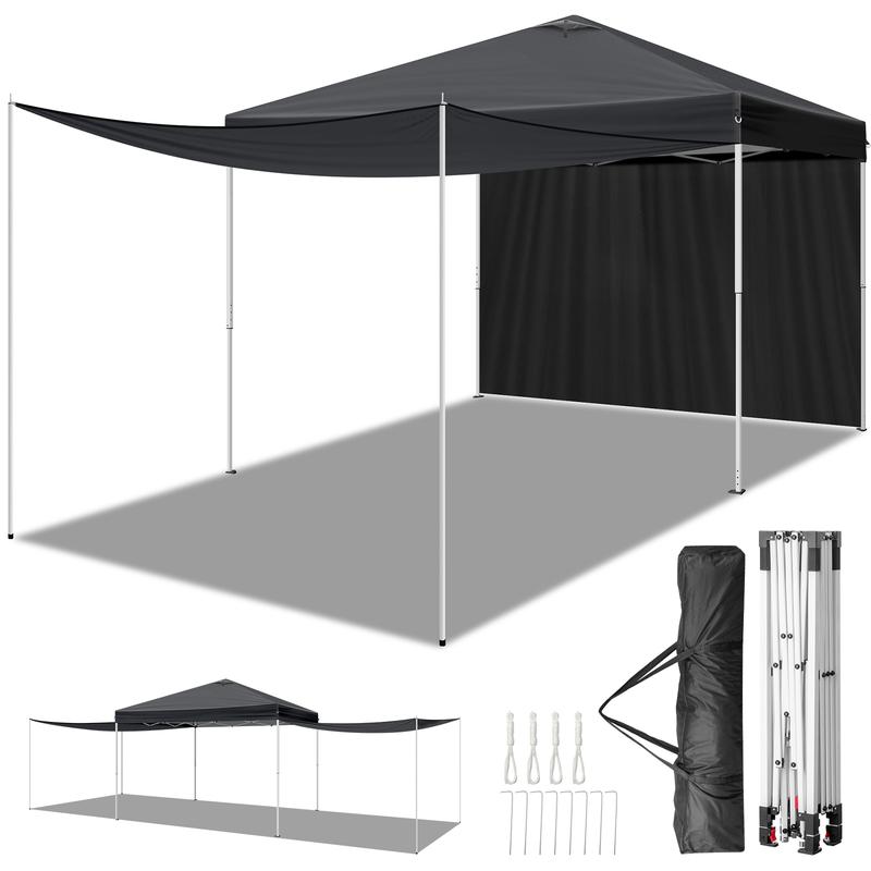 10x10FT pop up Canopy Tent with 2 sidewalls, Outdoor Canopy Tent,Adjustable Dual Awnings & Carry Bag 10x10FT pop up Canopy Tent with 2 sidewalls, Outdoor Canopy Tent,Adjustable Dual Awnings & Carry Bag