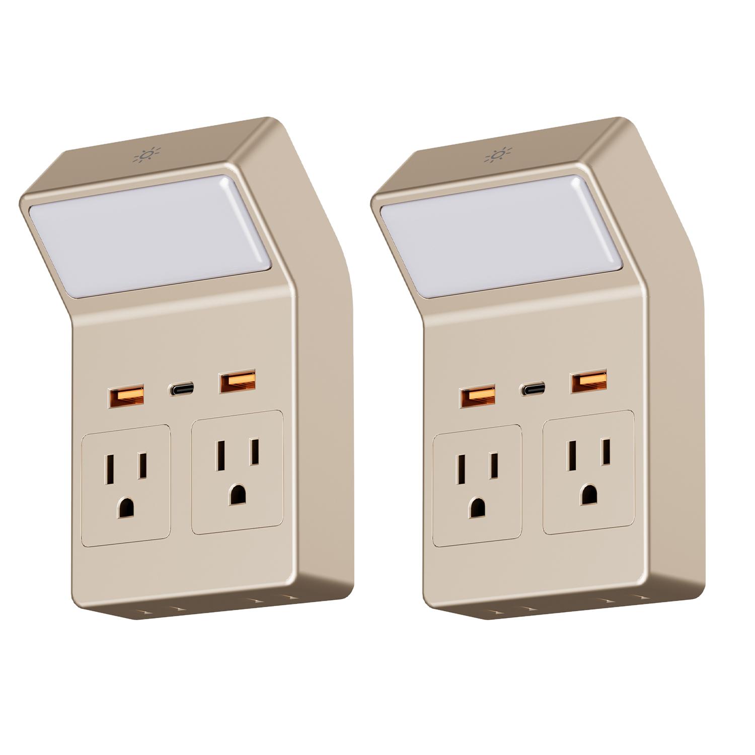 Smart Remote Control Night Light Socket, 4ac+4usb Fast Charging, Wall Plug Night Lamp, Adjustable 3 Colors, Timer Function, Fireproof Certified