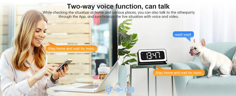 WiFi Surveillance Camera - 1080P HD Wireless Camera Clock , Night Vision, Motion Detection, Loop Recording, 2.4GHz WiFi Connectivity, Battery Powered, Remote Real-Time Viewing, Perfect for Home, Office, Warehouse Monitoring