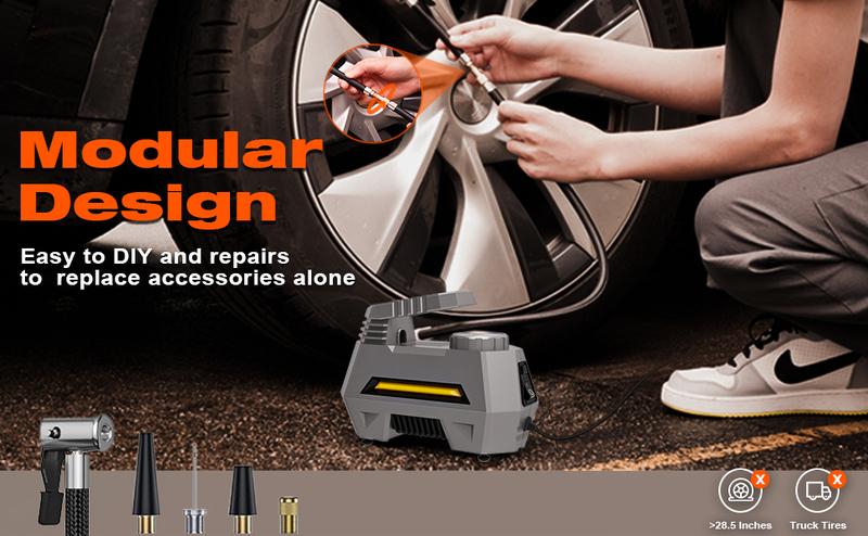 150PSI Tire Inflator Portable Air Compressor, 120W Car Tire Inflator, Car Tire Air Pump 12V DC Auto Pump with Digital LCD Screen, Car Accessories