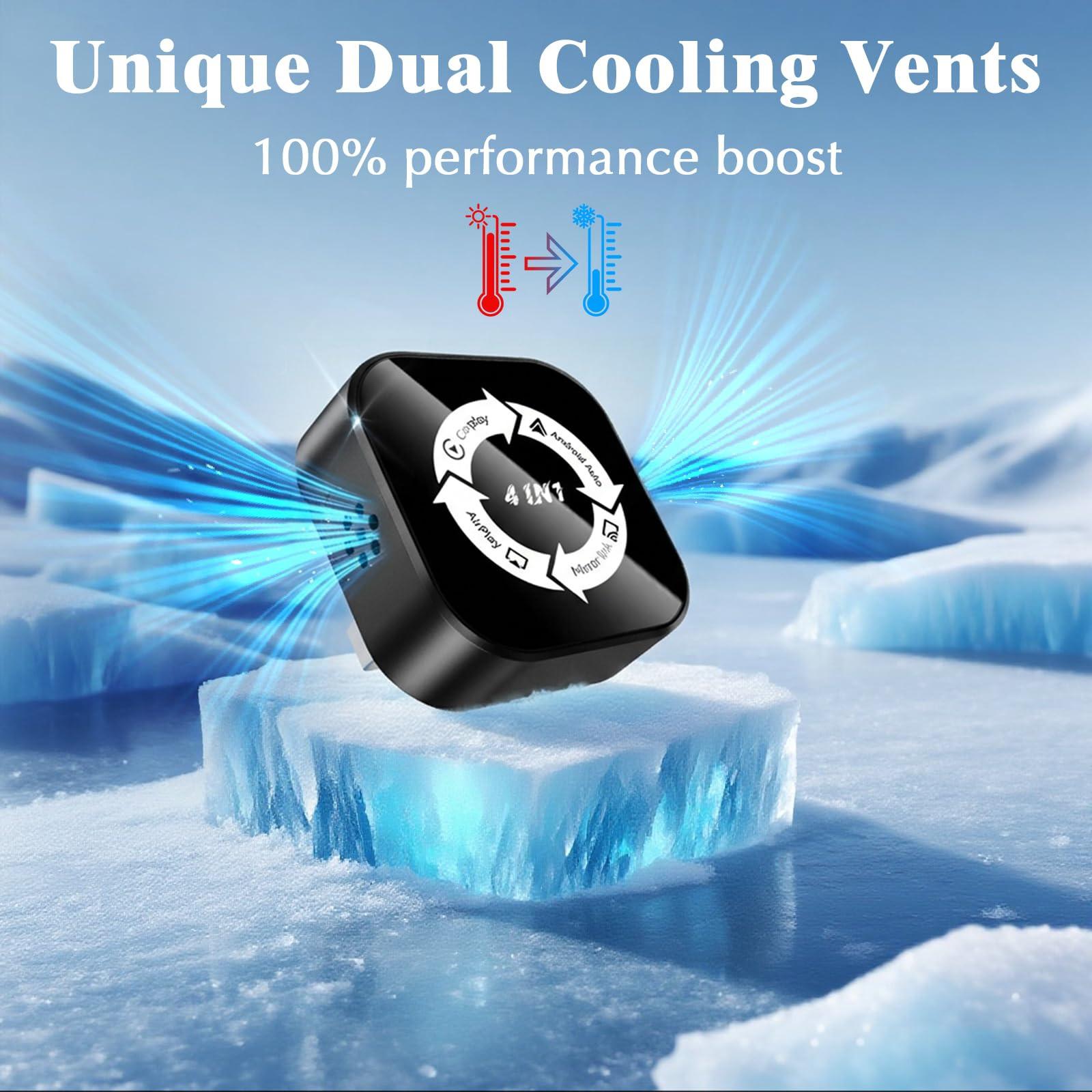 2026 New 4-in-1 CarPlay Wireless Adapter - iPhone/Android Compatible | Fast Connection, Hands-Free Calling, AirPlay, Mirror Link, Netflix, Youtube type-c adapter Bluetooth 5.0 fast transmission, ultra-HD stereo sound