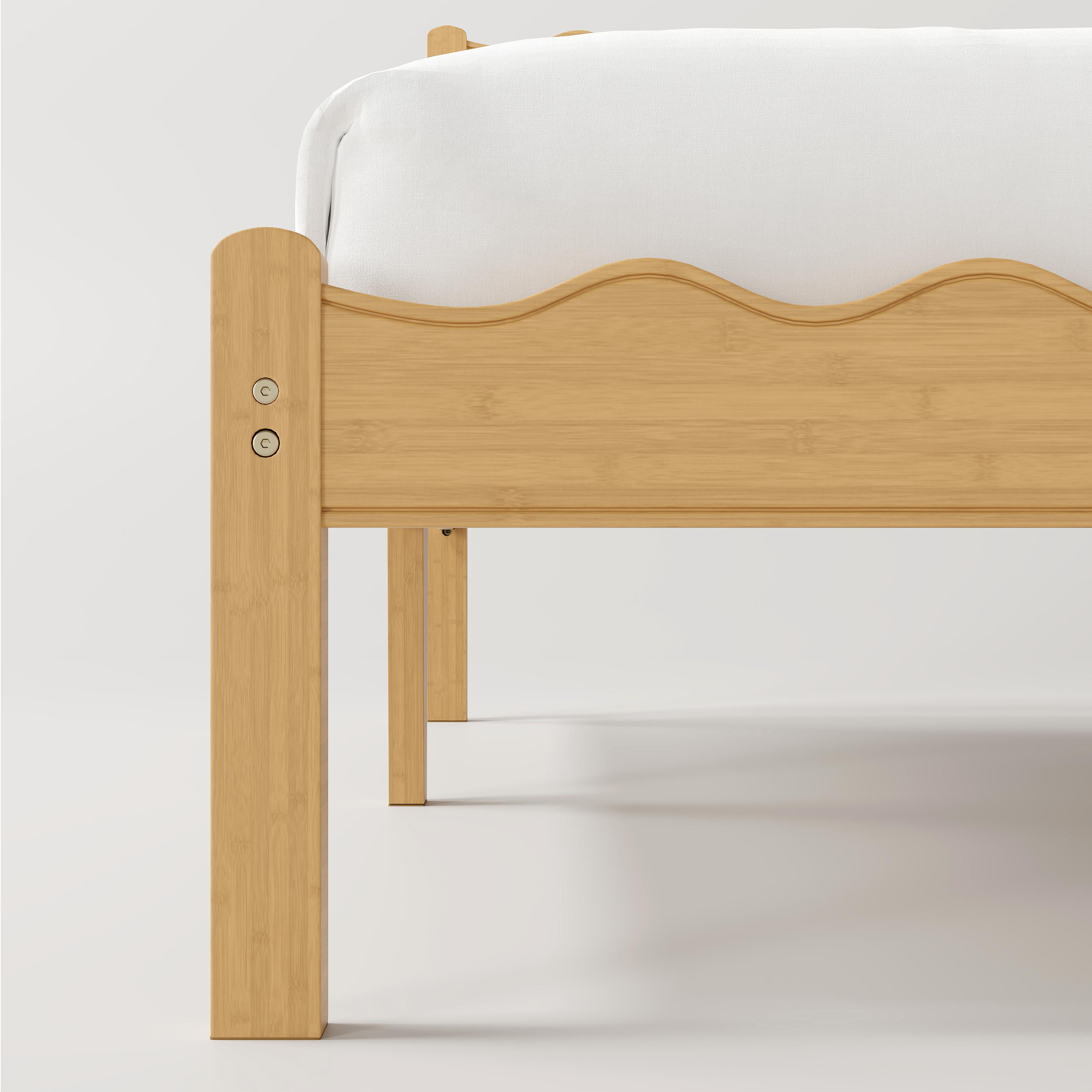 Aardhen Modern Platform Bed Frame with Wavy Headboard 14in Height No Box Spring Needed Easy Assembly with Metal Slats for Silent Stability