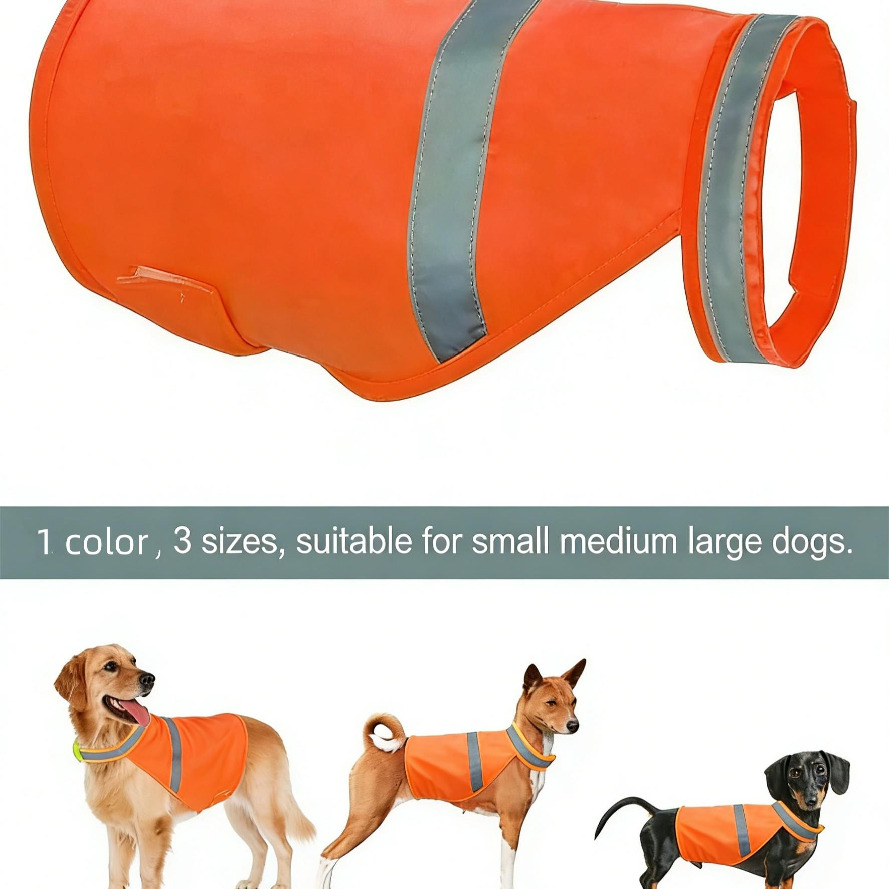 Fluorescent Reflective Dog Vest, High Visibility Safety Pet Coat, Adjustable Hook Loop Straps for Small to Large Dogs