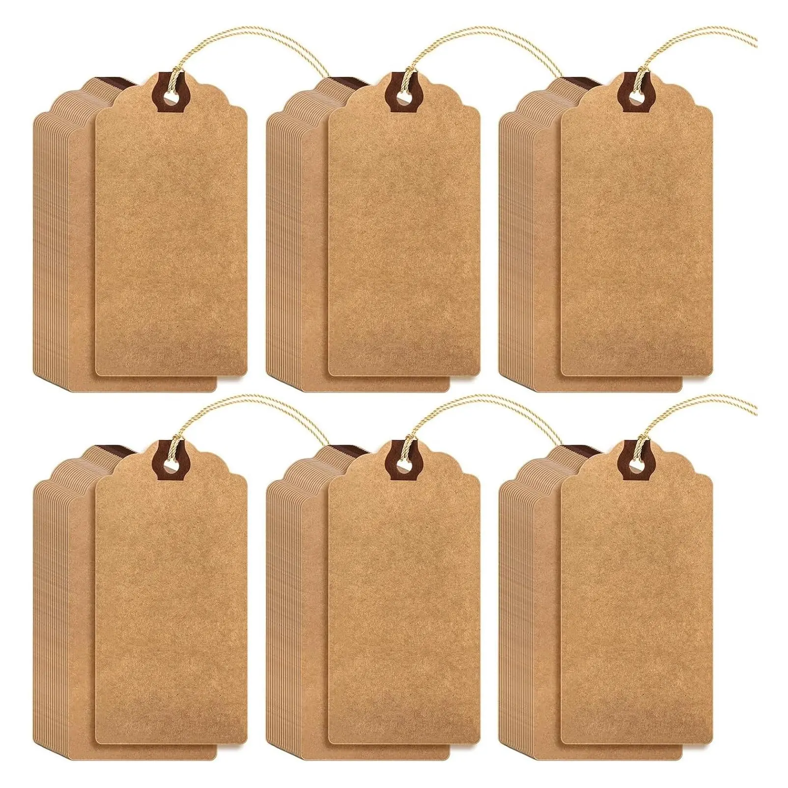 60 Pcs Brown Kraft Paper Gift Tags with String, 4 3/4" x 2 3/8" | Shipping Tags for Labels, Packages, DIY Crafts, Gift Wrapping, Product Pricing, Holiday Bakery Sales, InventoryGift