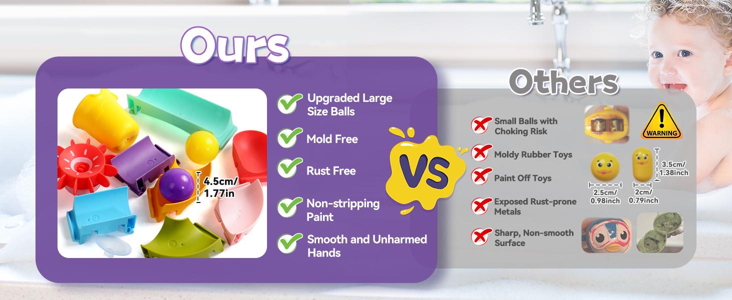 Pool Toys for Kids Mold Free Water Toys DIY Slippery Slide Track Fun Kids Swimming Ball Toys Christmas Birthday Gift for Boys Girls Bath Time Safety Rubber Marble Run Interaction Engagement Pool Toys for Kids Mold Free Water Toys DIY Slippery Slide Track Fun Kids Swimming Ball Toys Christmas Birthday Gift for Boys Girls Bath Time Safety Rubber Marble Run Interaction Engagement