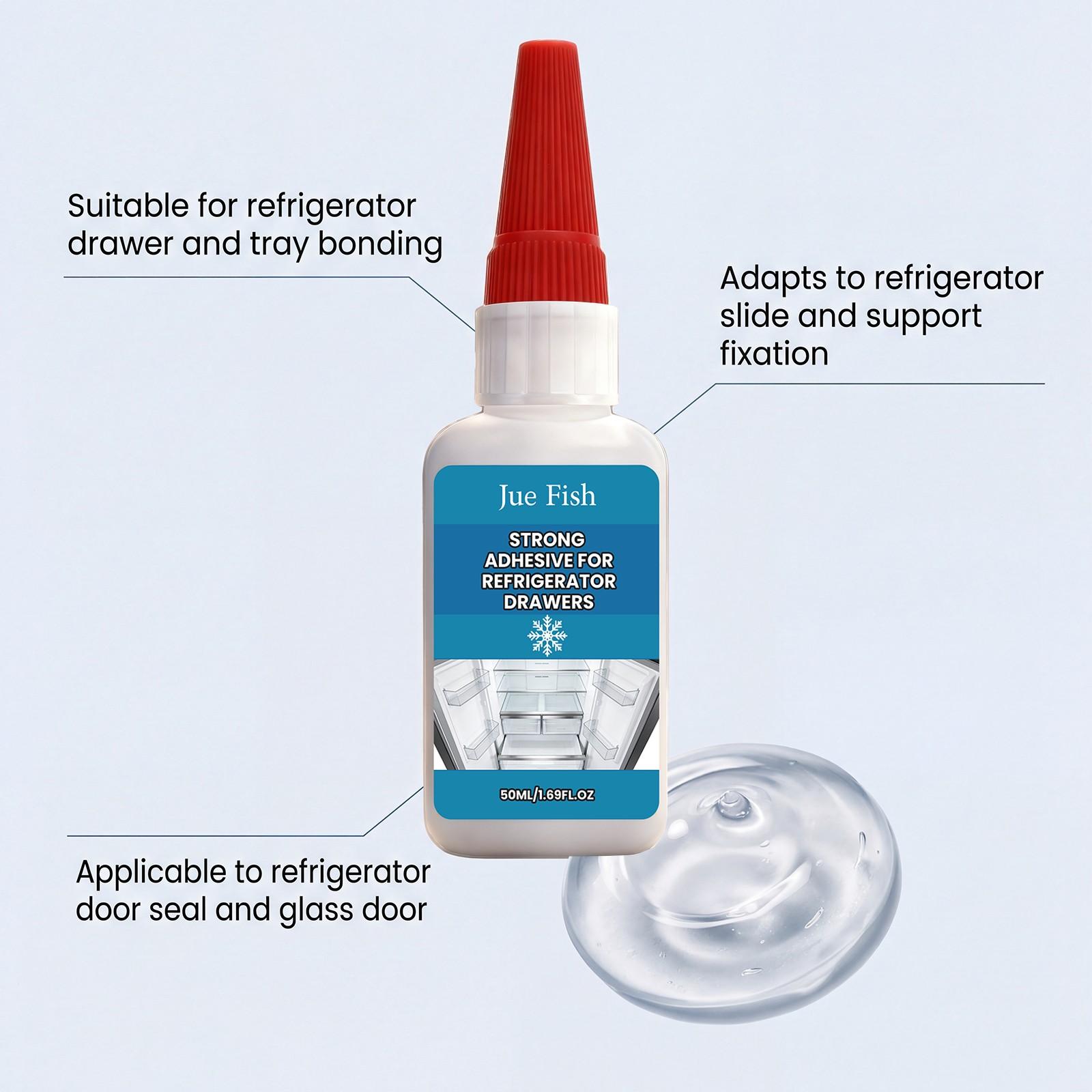 2-Pack Refrigerator Drawer Adhesive (50ML*2), Easy-To-Use, No Nails Needed, Durable Cold Temperatures, Adhesive for Refrigerator Parts