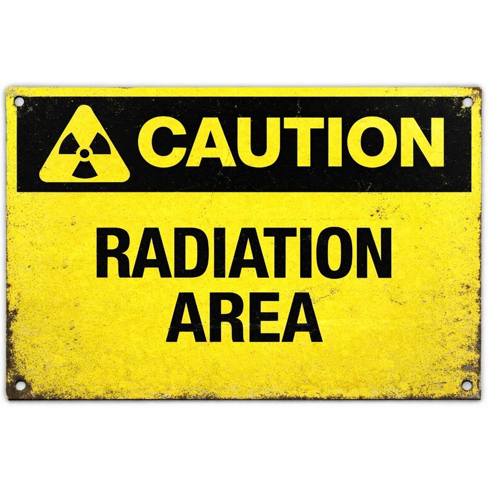 2D flat retro radiation hazard warning sign - heavy iron nuclear warning sign wall decoration, suitable for radiation area warning signs in offices, exhibition areas - nuclear facilities and science-themed rooms, 2D flat