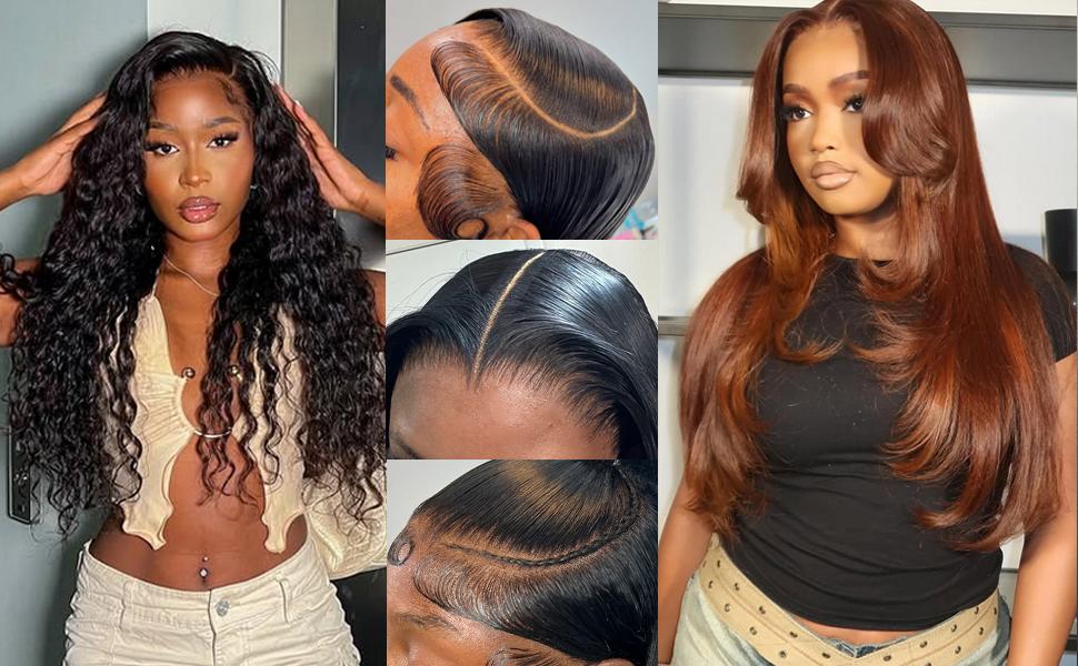 Lemoda Body Wave 13x6 HD Transparent Lace Front Wigs Human hair 210% Density Virgin 12A Straight Frontal Wigs Human Hair Natural Hairline 13x6 Body Wave/Straight Wig Pre Plucked Wig
