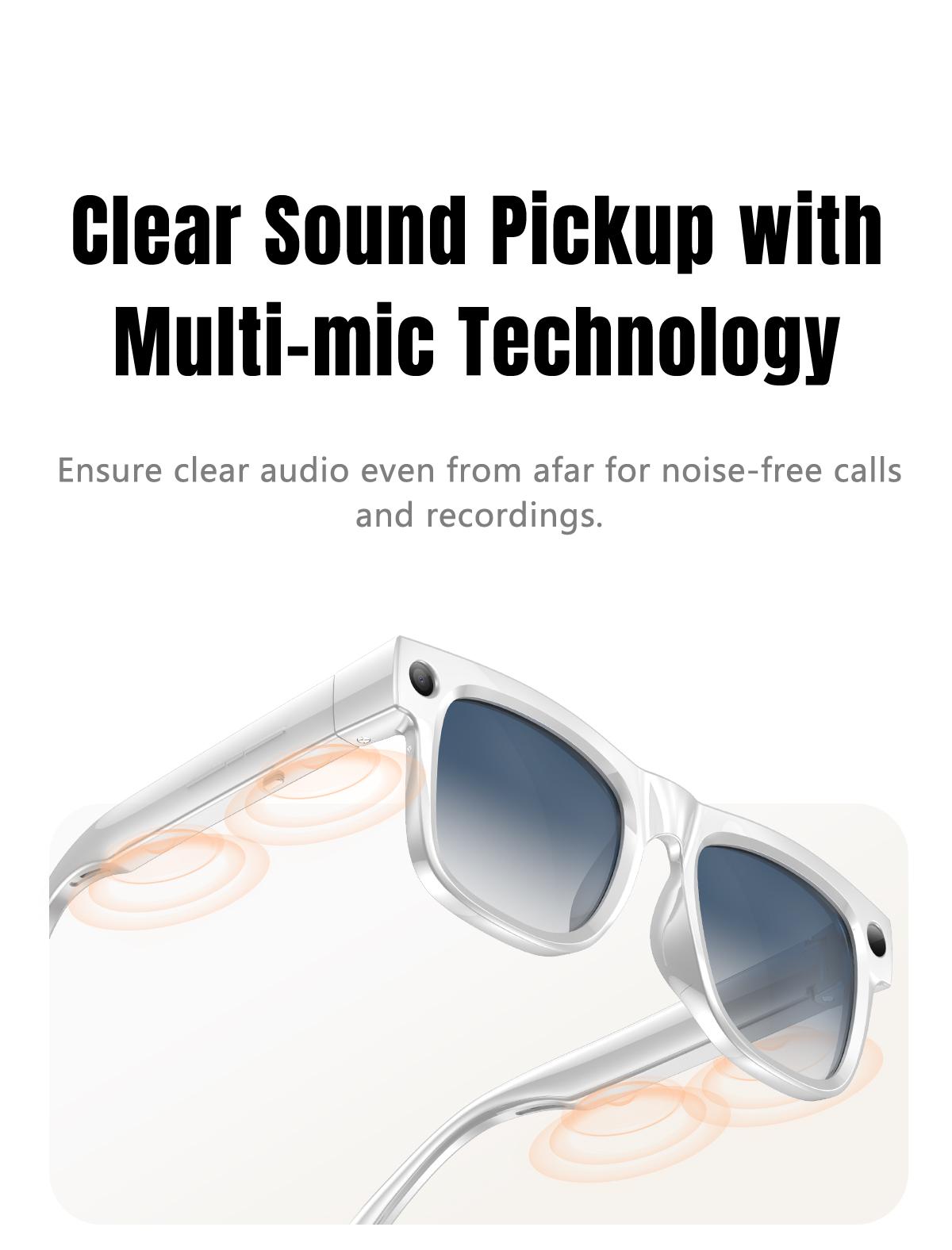 Women's AI Glasses, Wearable Tech Glasses, 8MP Camera, Hands-free Video Recording, 4GB Memory Build-in(No TF Card Need), 290Mah Battery, AI Multi Languages Translation, Wireless Translation Glasses, Bluetooth Calling, HiFi Audio, Music Control