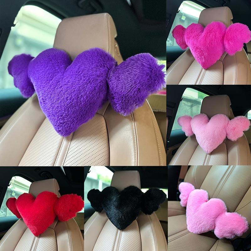 Heart Shaped Headrest Pillow, 1 Count Soft & Comfortable Car Neck Pillow, Plush Neck Pillow, Car Interior Accessories for Women & Girls, Car Accessory