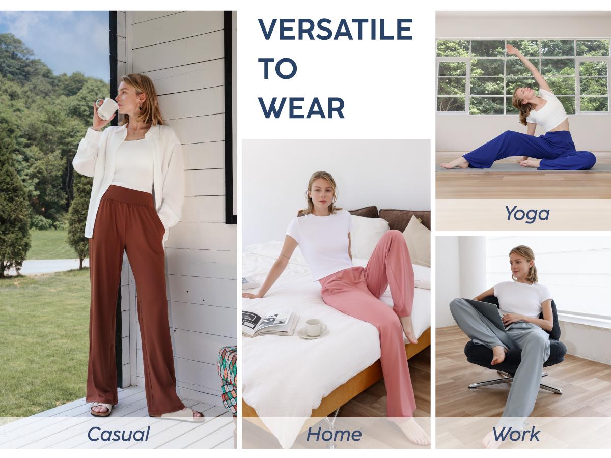 ESOFT Women's Wide Leg Pants High Waisted Lounge Soft Loose Yoga Pants with Pockets Comfy Elastic Cozy Sweatpants Outdoorfun SpringStatements