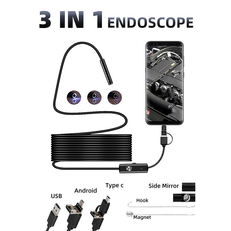 Industrial Endoscope Camera 2M/5M IP67 Waterproof Borescope with 6 Adjustable LEDs, USB Automotive Inspection Camera for Android/iOS/PC Car Diagnostic Industrial Endoscope Camera 2M/5M IP67 Waterproof Borescope with 6 Adjustable LEDs, USB Automotive Inspection Camera for Android/iOS/PC Car Diagnostic