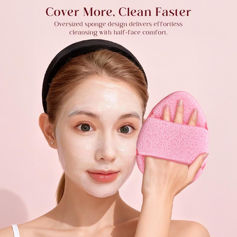Sybler Facial Cleansing Sponge 3-Pack, Soft Exfoliating Sponges for Face Wash, Makeup Remover & Deep Cleansing, Reusable & Quick-Drying Facial Pads with Hand Strap, Pointed Tip & Hanging Loop