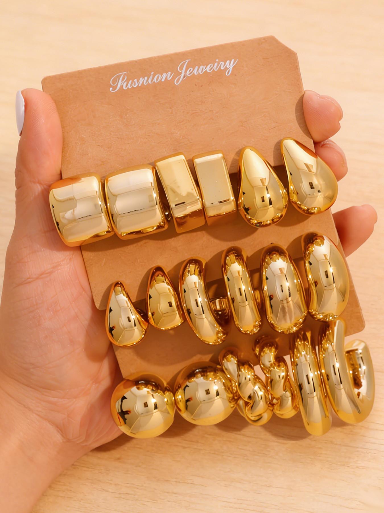 Fashion Earrings Set, Ccb Earrings Large Set, C-Shaped Earrings, Teardrop Earrings, Elegant for Daily Wear, Parties, Vacations