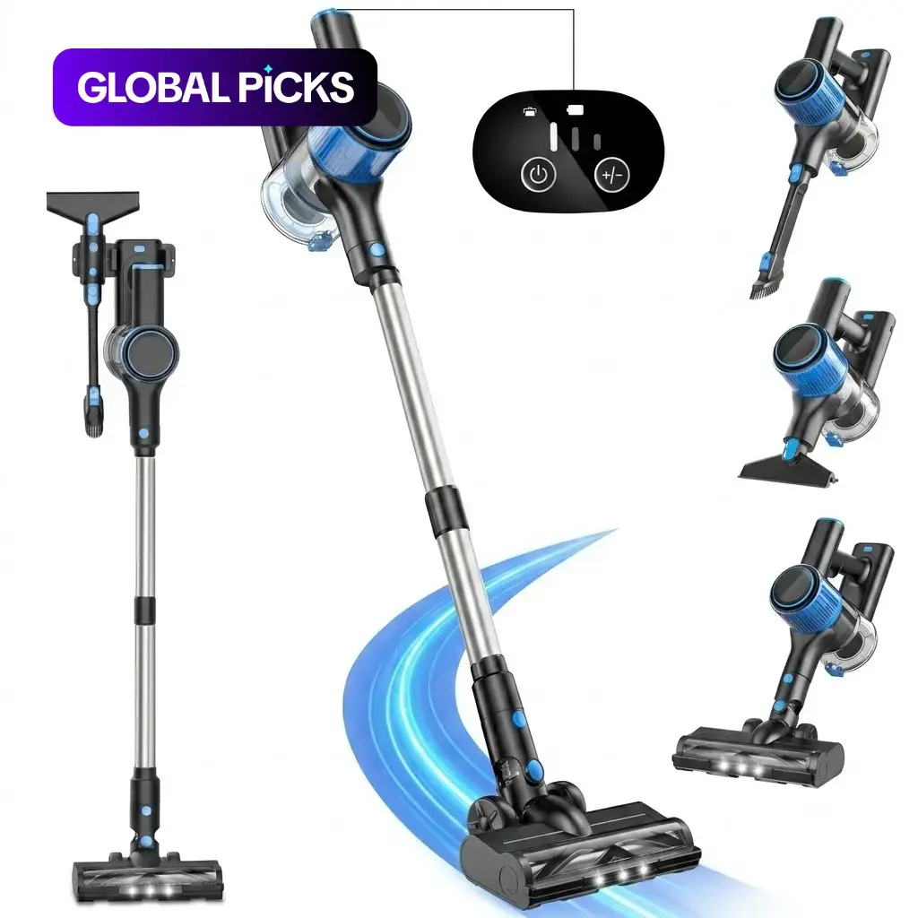 Cordless Vacuum Cleaner, 8-in-1 Anti-Tangle Stick Vacuum with LED Display, 3 Suction Modes, Lightweight for Home, Carpet, Pet Hair