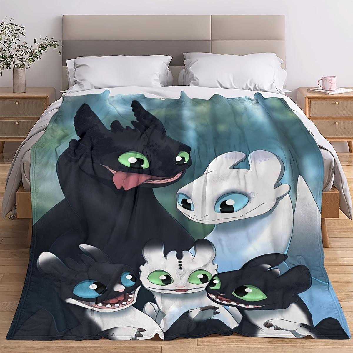 A cartoon Toothless print blanket, soft and comfortable for all seasons, multi-purpose for office, sofa or home supplies, a gift for anime fans