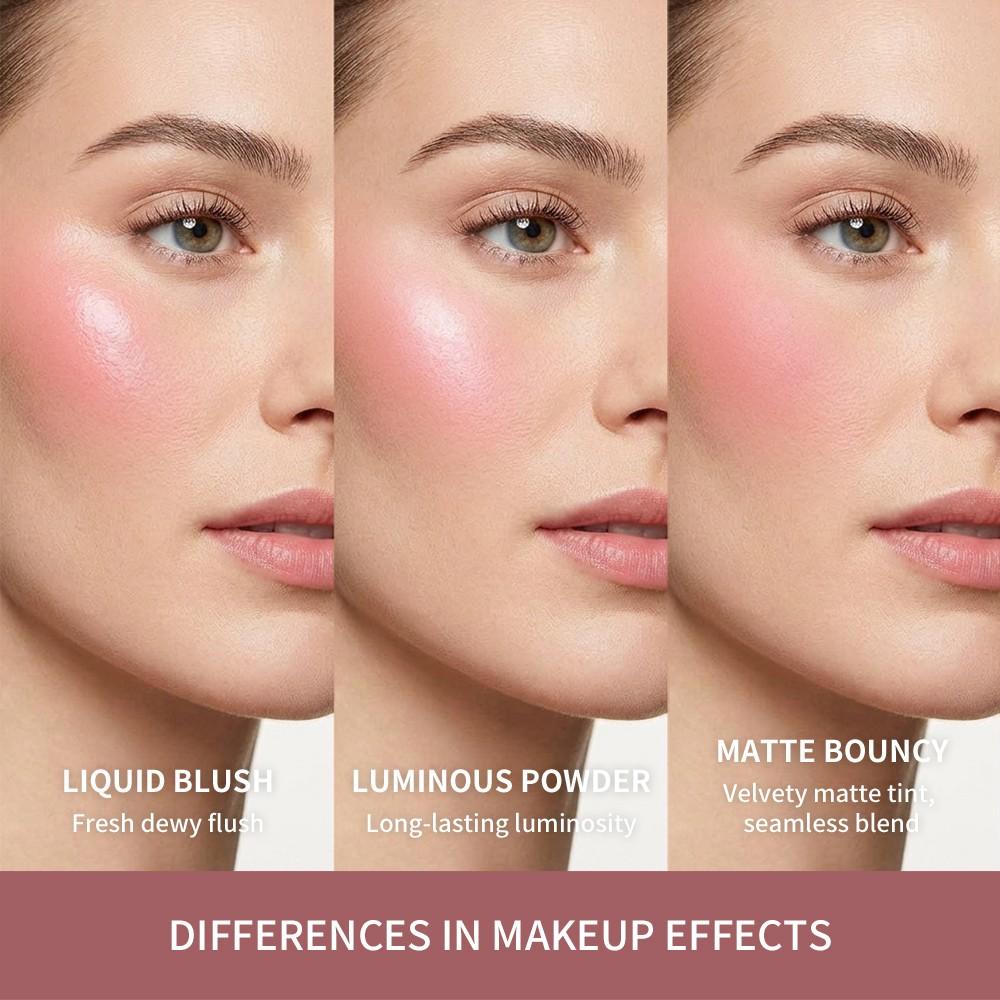 Matte Bouncy Blush, Cream-to-Powder, Blurs Pores, Buildable, Long-Lasting, Lightweight Blush for Girls and Women, Cosmetics Products