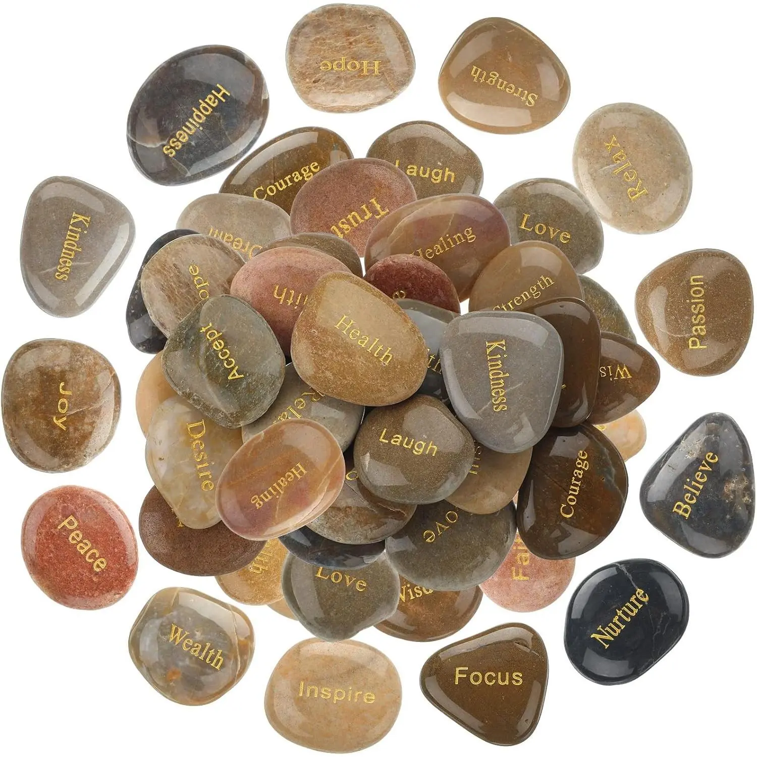 100 Pcs Engraved Rocks with Inspirational Words Inspirational Stones Bulk Positive Words Encouragement Stones for Gifts Office Home Decor