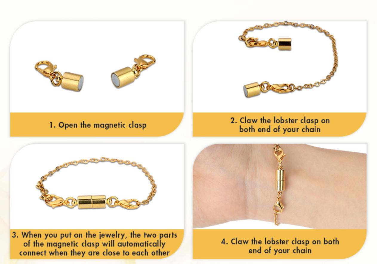 12 Pack Magnetic Necklace Clasps and Closures. Necklace Jewelry Extender with Strong Magnet. Magnetic Necklace Clasp for Jewelry Necklace Bracelet Making. Gold and Silver Plating