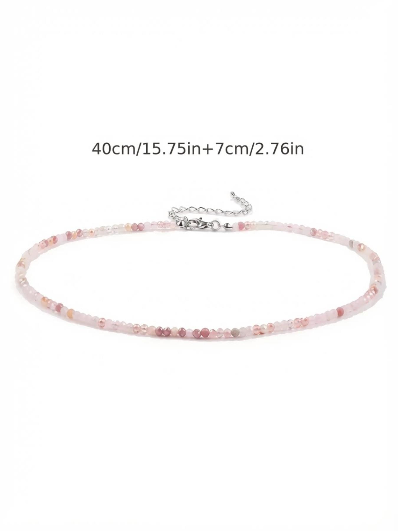 Boho Gradient Beaded Necklace, Fresh Healing Style, Natural Stone Texture, Lightening Soft Daily Jewelry, Student/commute Accessory