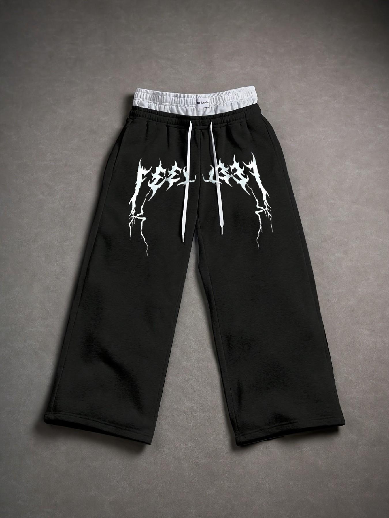 Men's Summer Casual Long Pants, Streetwear Trendy Fake Two-Piece Design, Comfortable and Stylish, Perfect for Daily Wear