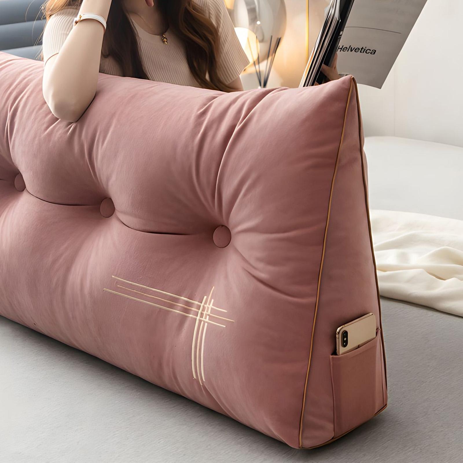 Pink Large Headboard Pillow for Bed Triangular Wedge Pillow Cushion Position Support Reading Pillow Pink Bedroom Accessories Back to School