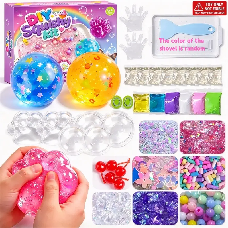 Kawaii DIY Squishy Kit - Mochi Texture Slime ASMR Stress Relief Fidget Toy, Unique Cool Gifts for Kids, Creative Vacation Craft Activity, Handmade Room Decor