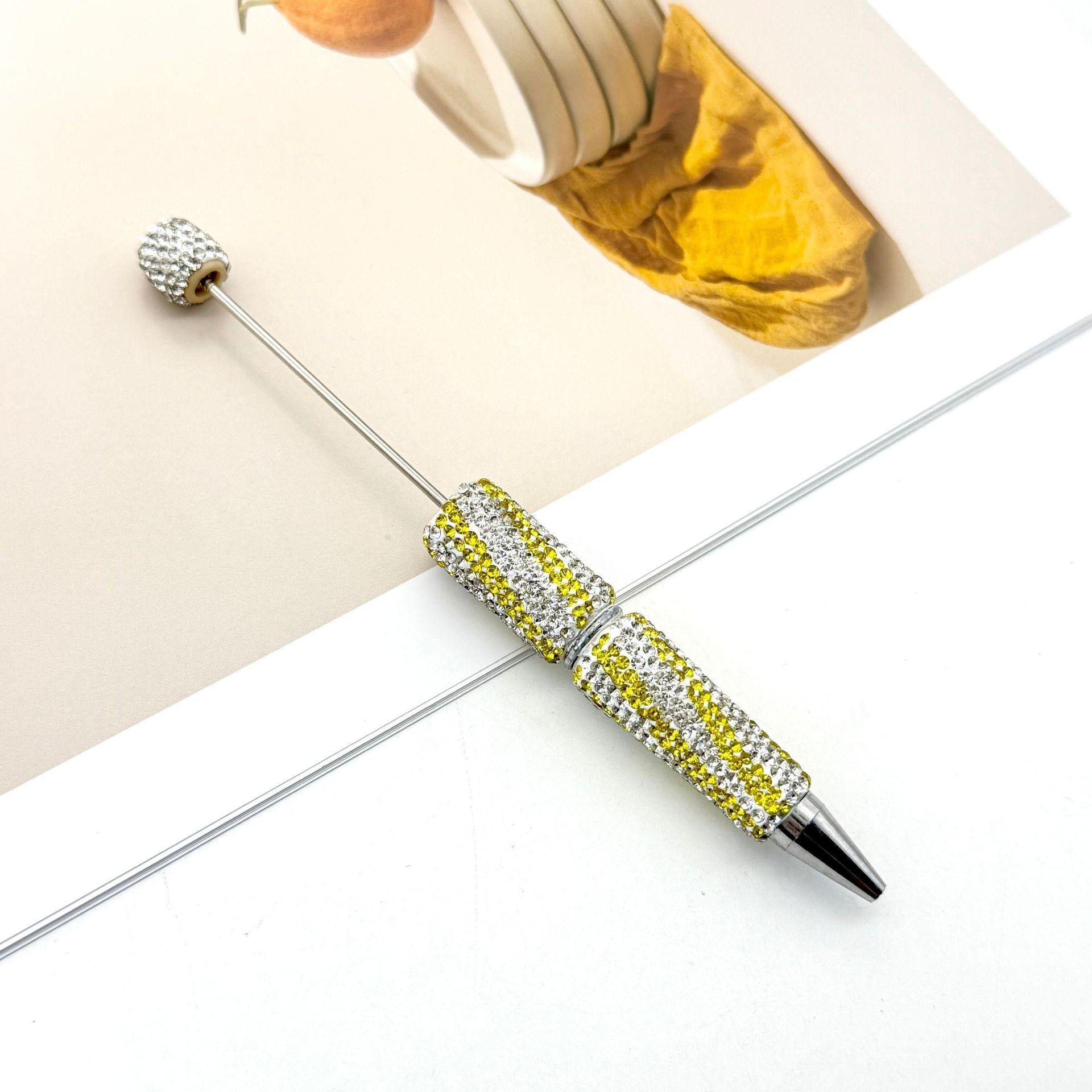 Striped Diamond Beaded Pen Set, Multi-Color Zebra Pattern Artificial Diamond Full Drill Round Ballpoint Pens, High Aesthetic DIY Jewelry Making