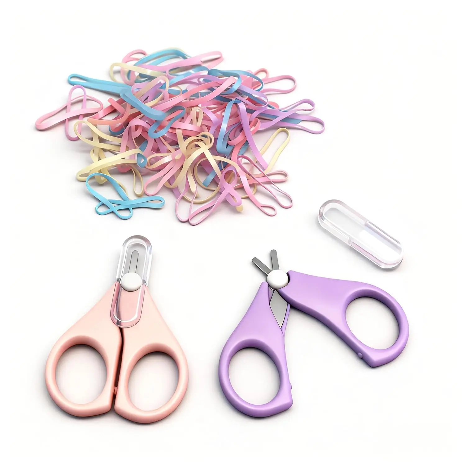 50 count Colorful Elastic Hair Bands Set with 2 count Colorful mini  for Easy  - Rubber Band , No  Hair Accessories for , Girls, and Women