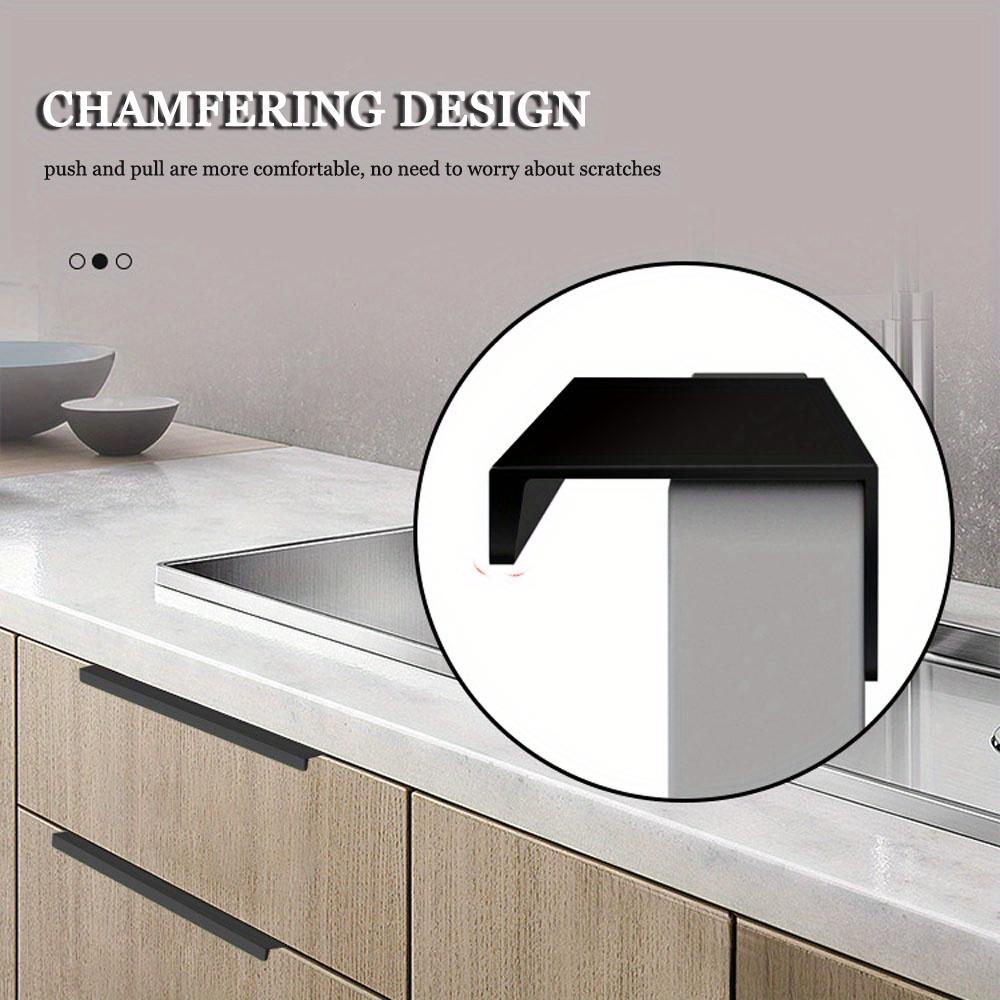 4PCS Zinc metal wardrobe drawer hardware kitchen embedded cabinet handle invisible finger edge door handle invisible handle Goldne / Black
