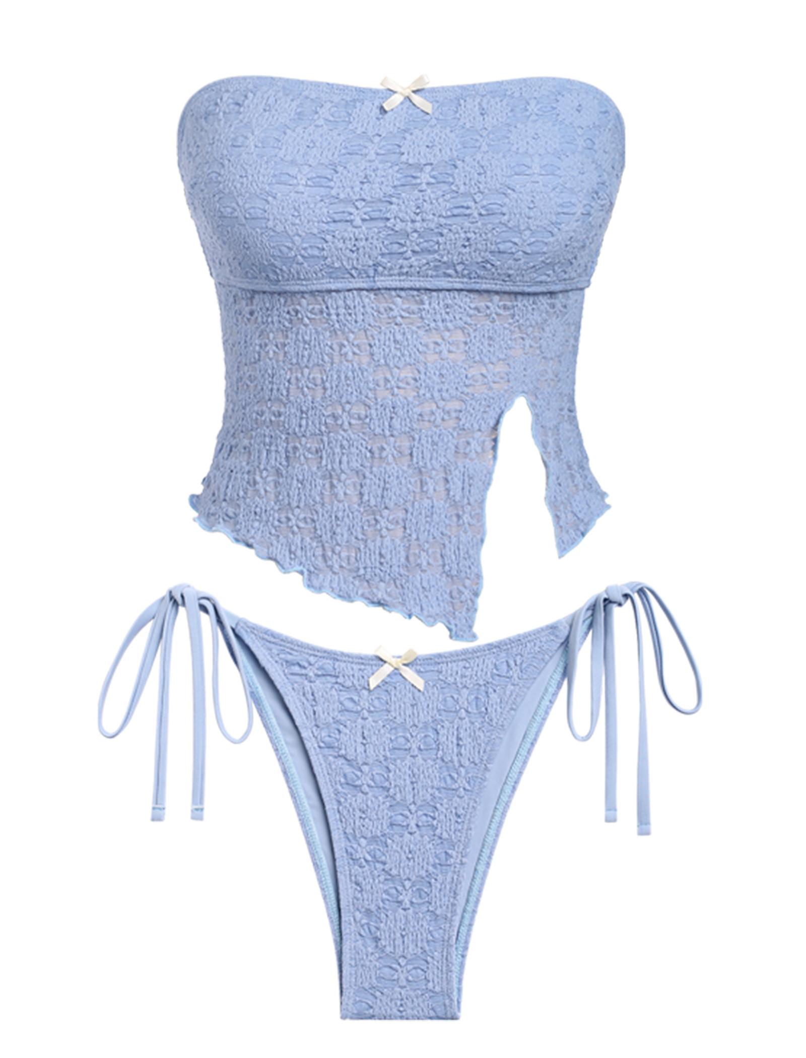 Women's Summer Beach Floral Leaves Halter Tied Tank Style Full Coverage Bikini Tankini Set Two Piece Bathing Suits Lace Asymmetrical Slit Bowknot Decor Tie Side Tankini Set Tankini Bottoms Set