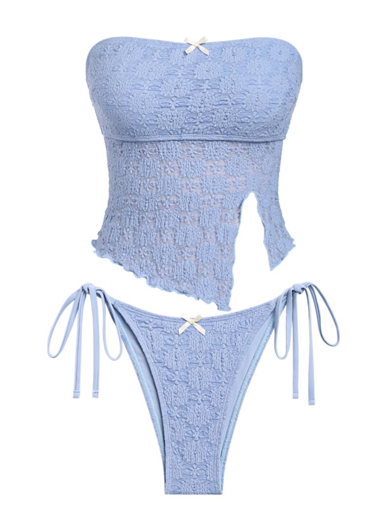 Women's Summer Beach Floral Leaves Halter Tied Tank Style Full Coverage Bikini Tankini Set Two Piece Bathing Suits Lace Asymmetrical Slit Bowknot Decor Tie Side Tankini Set Tankini Bottoms Set