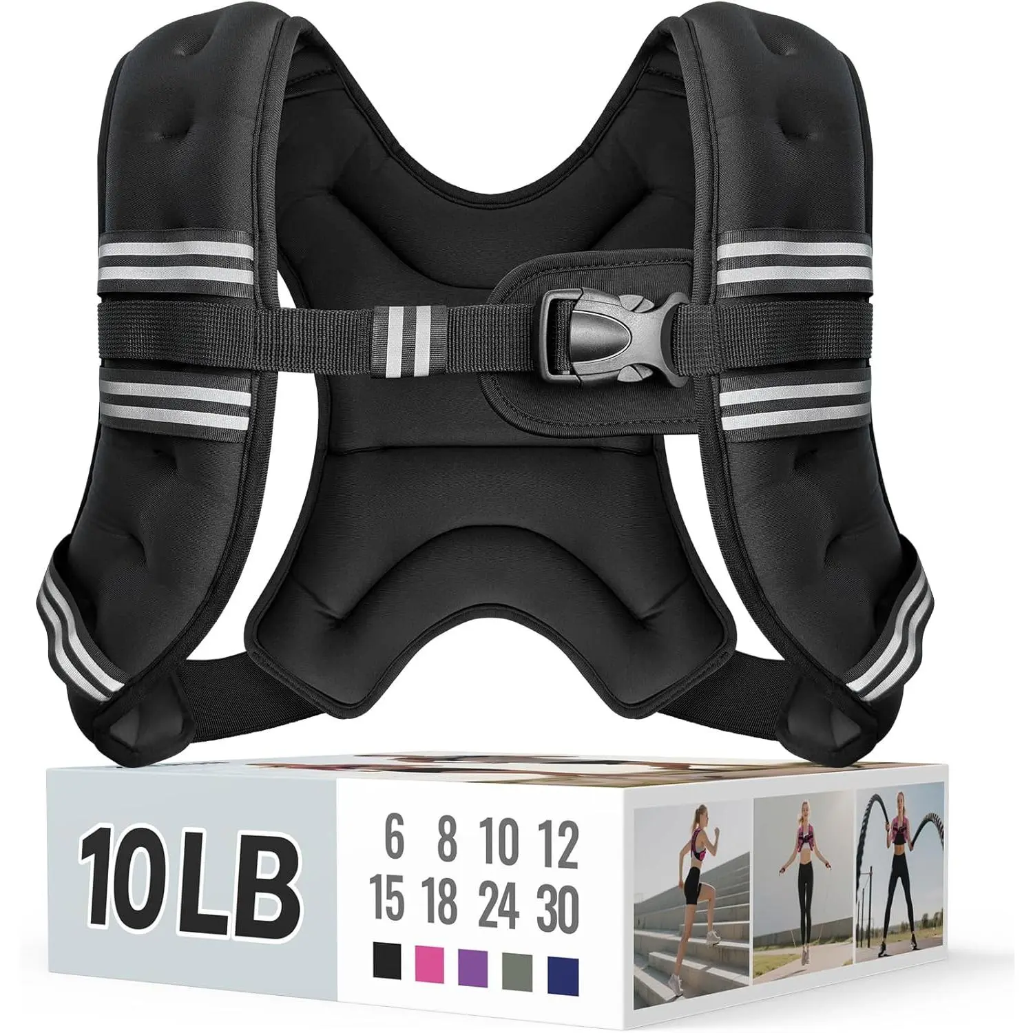 Zeerun Weighted Vest for Men and Women, 6lb-30lb Adjustable with Reflective Stripe & Buckle, Comfortable Durable Rucking Vest for Walking, Strength Training