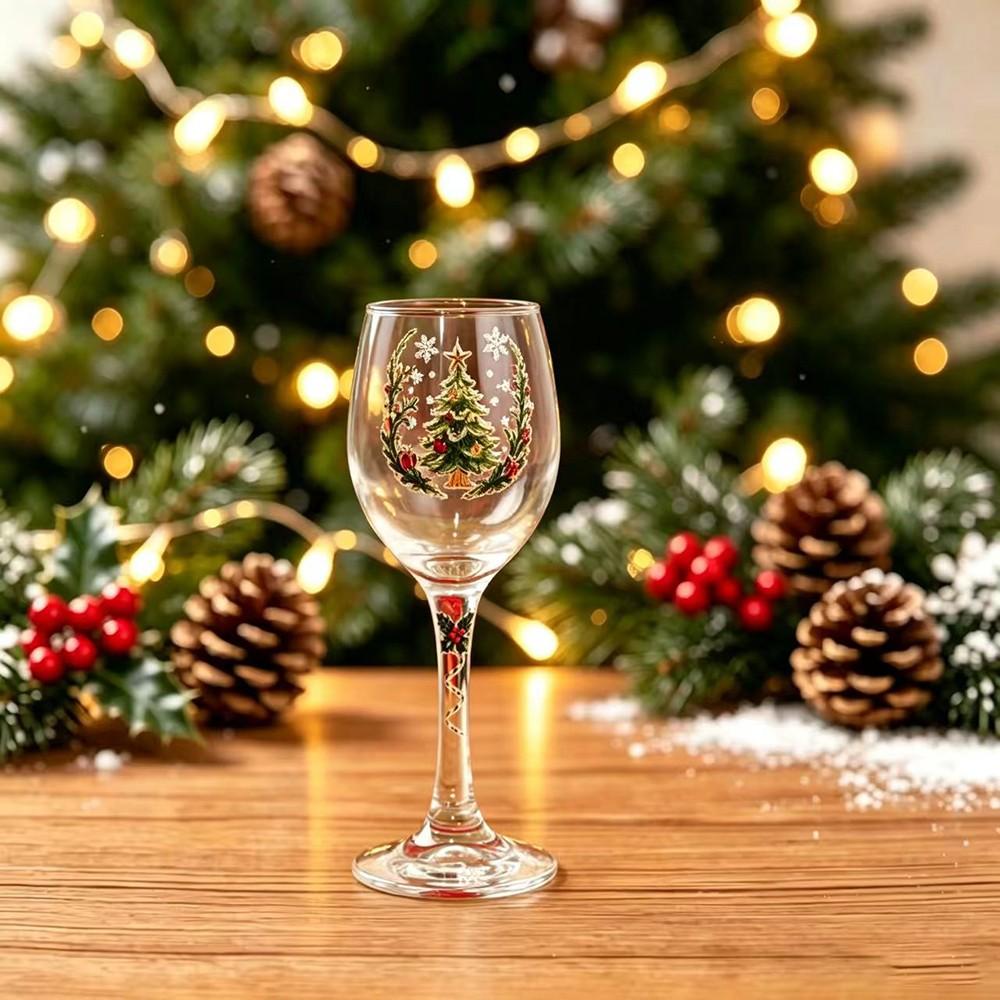 Creative Christmas Glass Art Tall Cup, Luxurious Holiday Glassware, Unique Winter Snowflake Design, Festive Table Decor, Elegant Gift Idea